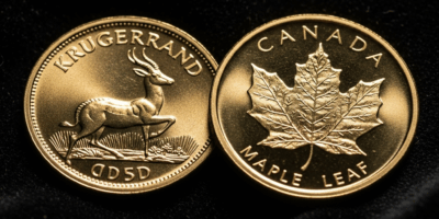 gold krugerrand and canadian maple leaf coins side by side o 20260331 094102